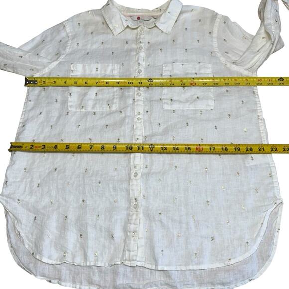 Boden 100% Linen Button Up top women's White 8 Coastal Beach Vacation Career - Picture 9 of 12